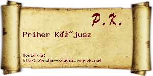 Priher Kájusz névjegykártya